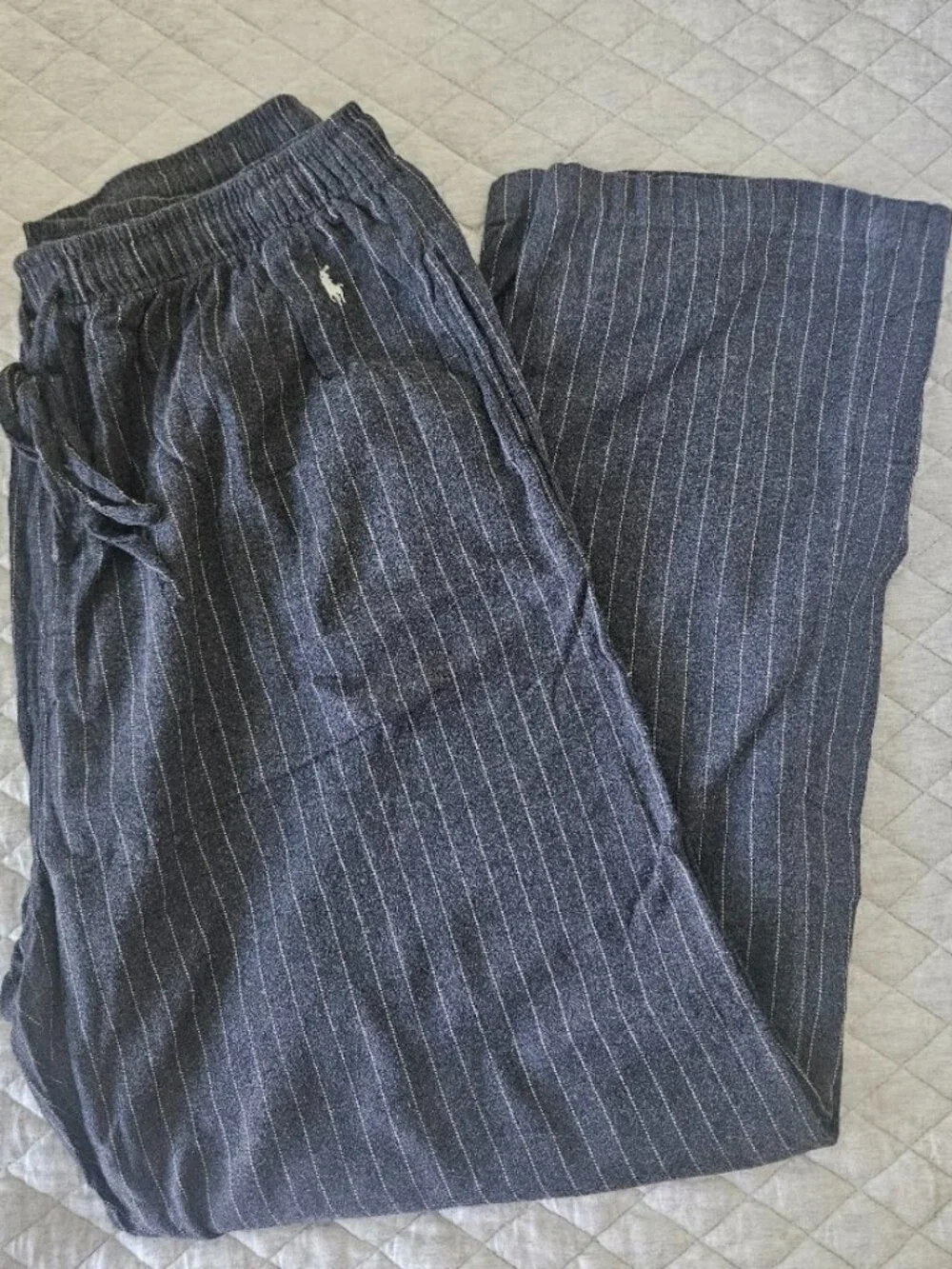 Polo Ralph Lauren Men's Grey Pinstripe Lounge Pants Elastic Waist Size L